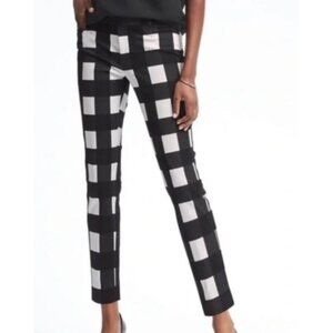 Banana Republic Womens Sloan Trouser Pants Size 4 Black White Buffalo Plaid Y2K